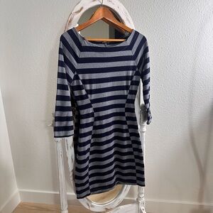 GAP Navy and Gray Striped 3/4 Sleeve Dress